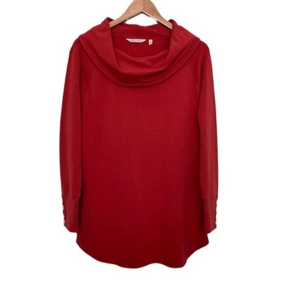 Soft Surroundings orange cowl neck long sleeve button detail tunic top small - Picture 1 of 7